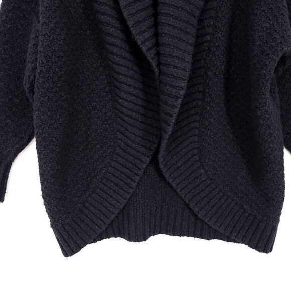 by Anthropologie Womens Cardigan Small Denise Black Waffle Knit Open Sweater - Picture 5 of 12